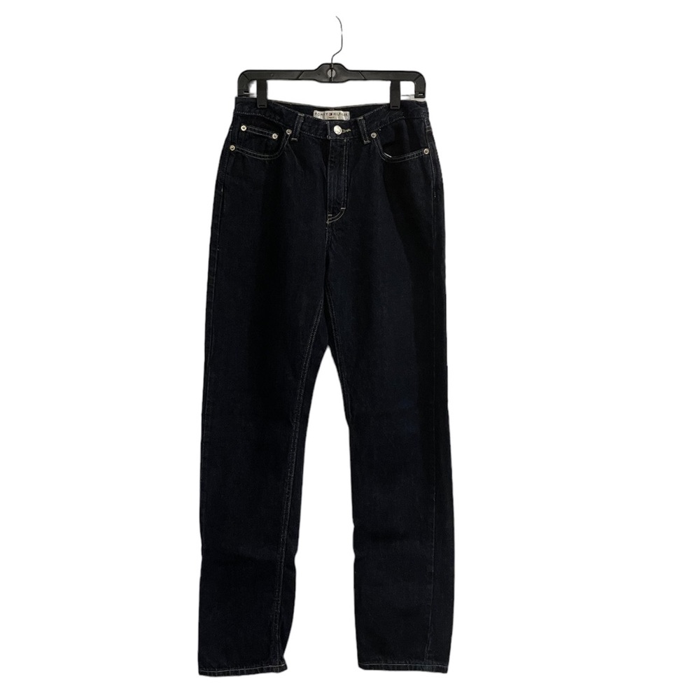 Vintage Womens Straight Tommy Hilfiger Jeans  Size 8 Long Leather Tag Dark Wash